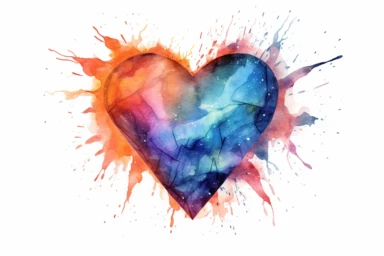 Watercolor, Design a heart shape using intertwined lightning bolts clipart, hd, on a white background, spaced out