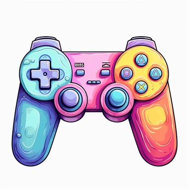Beautiful Retro 80s pastel Color gamepad sublimation clipart, hyper realistic, intricate detail, illustration style,high solution, on the white background
