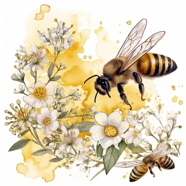 honey bee watercolour clipart design, vector image