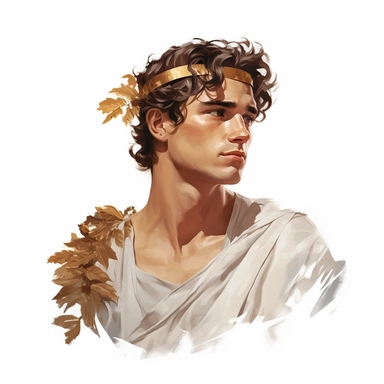 beautiful stunning handsome vintage greek god character, paint art style, clipart, white background, superrealistic, one of a kind