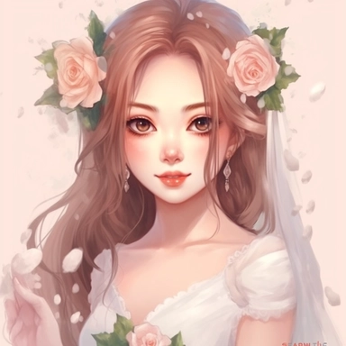 beautiful bride, rose garden watercolor clipart, strybk, full picture, 4k, sharp focus, watercolor, silky soft skin, symmetry, soft lighting, detailed face, concept art, muted color, watercolor style, strybk, chibi kawaii, Octane rendering, 3d, A perfect face, a delicate face, a delicate face, perfect sharp lips, delicate eyes, Craig Davison, Aubrey Beardsley, Conrad Roset, Aikut Aidogdu, Agnes Cecil, watercolor style, Desaturated Colors, ultra realistic animals, Low contrast, Low saturation, Pa