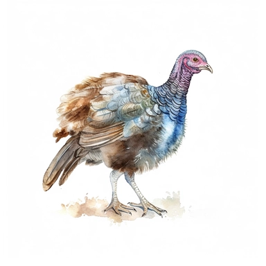 watercolor of a turkey clip art, on a white background