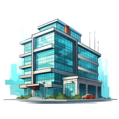 clipart, cartoon style, white background, simplistic, office building