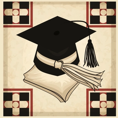 graduation clip art, cap and diploma tile