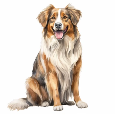 Australian Shepherd dog Clipart, painted dog clipart, dog illustration, realistic, white background
