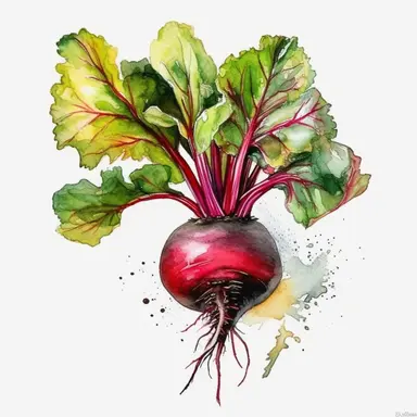 beet root plant, watercolor clipart, minimal, bright colors, isolated white background, 8k, UHD, HDR, DTM,