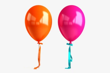 2 clipart balloon, Absurdist Theater, hd, vivid color, light turquois, bright pink, orange