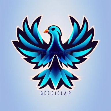 Create a logo for a digital clipart store featuring a dove. The dove should be depicted in a stylized and modern way, representing creativity, inspiration, and the digital nature of the store. The dove's shape should be sleek and streamlined, with clean lines and geometric elements. It can be illustrated in a dynamic pose or incorporating abstract design elements. The colour palette should be vibrant and eye-catching, incorporating a mix of bold and energetic colours that reflect the digital rea