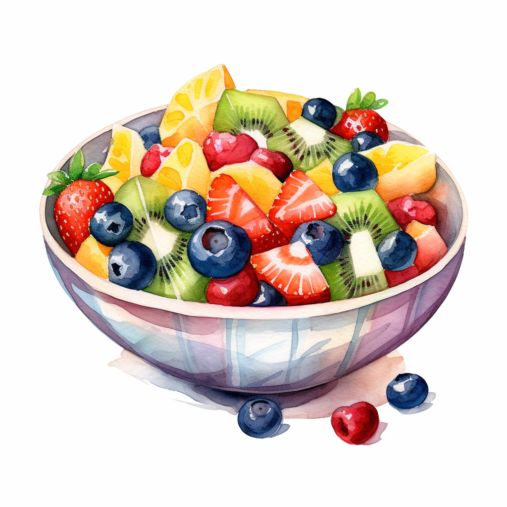 fruit salad watercolor clipart in white background - Clip Art Library