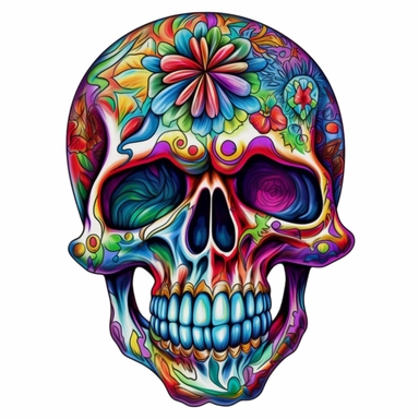 sublimation colorful design of a skull looking like a grateful dead fan 3d render clipart no words no fonts no letters