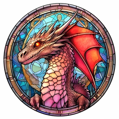 clipart on white background, stained glass dragon, highly detailed, i cant believe how beautiful this is, fantasycore