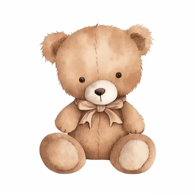 Single Boho teddy bear clipart for a nursery, light brown tone for a boy, solid white background