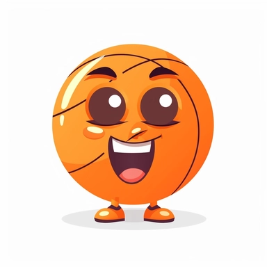 fantasy happy cute basketball player face, cartoon, clipart, mascot, isolated on white background