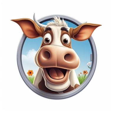 Cute Beautiful Happy Face Funny Cow Outside The Window Sublimation Clipart ,Cartoon,hyper realistic, intricate detail, illustration style,high solution,on the white background