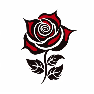 red rose flower silhouette vector flat simple identification symbol white backround white background minimalistic clipart png svg
