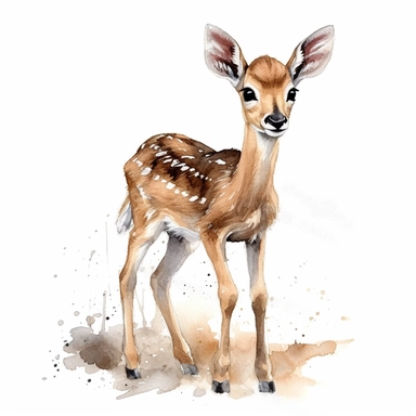 Safary baby impala animal, cute, full body, realist, scrapbook images, watercolor, clipart, white background, no watermark–no text fonts letters watermark words typography slogans signature