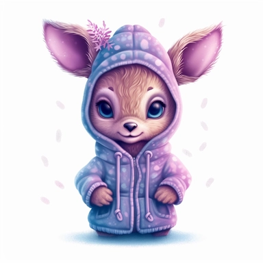 a shy baby deer in hoody Clipart, covered in hearts, Nursery summer Clipart, Easter Clipart, Crafting Digital Paper, purple and blue backlight Mother’s Day, white background