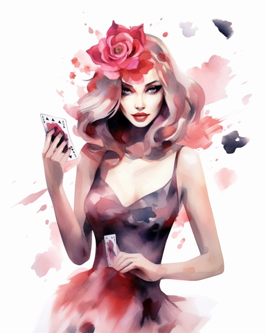 watercolour casino pin up pretty lady hd clipart white background