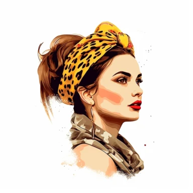 woman with leopard print headband clipart