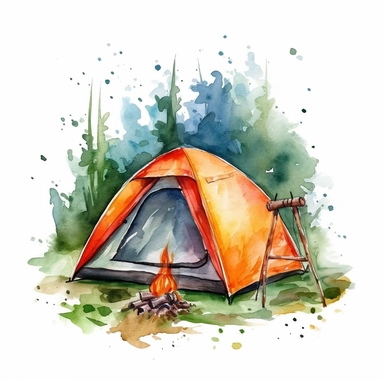 watercolor clipart of camping tent
