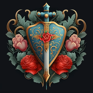 heart catholic icon with roses and pierced by a sword. Clipart
