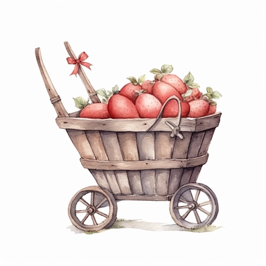easter basket watercolor clipart & clip art, in the style of light red and dark gray, narrative paneling, classic american cars, uhd image, hand lettering, depiction of rural life, wood