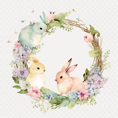 Easter wreath, Disney animation, watercolor, clipart, white background, no background, clipartmax,