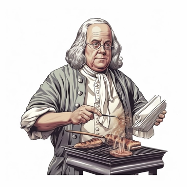 clip art, Ben Franklin bbq, white background