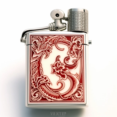 clipart Lighter with engraving of capital letter Y and Yakuza, white background