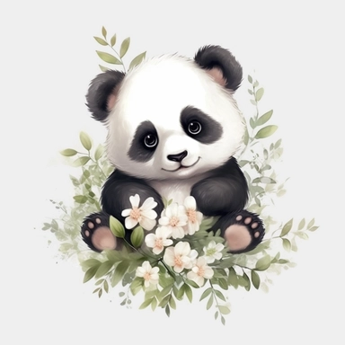 Baby panda nature flower Clipart , Transparent Background Clipart, Baby Zombie Illustrations in PNG, Clipart Graphics