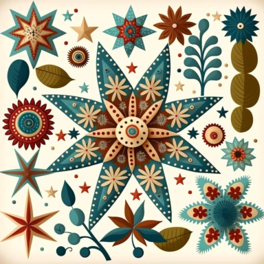 folk art star clipart art