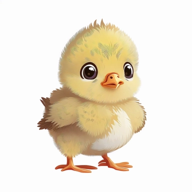 Cute Cartoon Baby Farm chicken clipart, white background