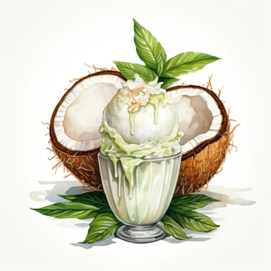 coconut ice cream watercolor clipart