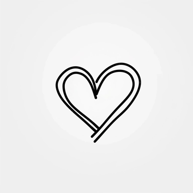 Simple heart clipart, minimalist one line black lineart with white background, hand drawn style