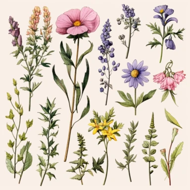 Clipart, vintage, watercolor, May Flower illustration, hand drawn, texture