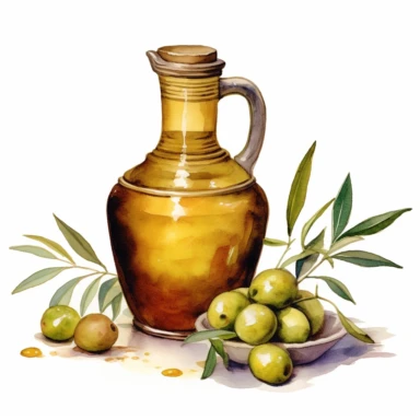 Olive oil. Vintage, Watercolor, clipart