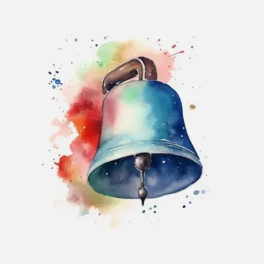 Watercolor cowbell clipart, white isolated background, space out, hd