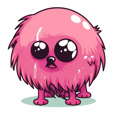 2d pink bubblegum dog monster mutant on white background drawing in microsoft paint , no shadow, flat picture, clipart