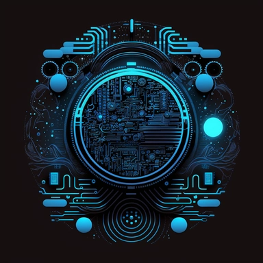 London, technology, NFT, Swag, geometric, lunar cycle, hipster, quirky, dynamic, finance, blue, simple, cosmos, particles, glowing, clean black background, digital, circuit board, icon, clipart, futuristic, 2D, flat, svg, sci-fi, 4k, vector