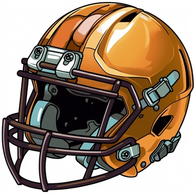 clipart of a brown football helmet, illustration, style of takeshi obata