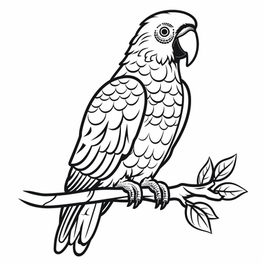 flat parrot clipart black on white outlined png svg vector