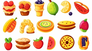 cartoon food clipart, isolated, white background, vector graphic