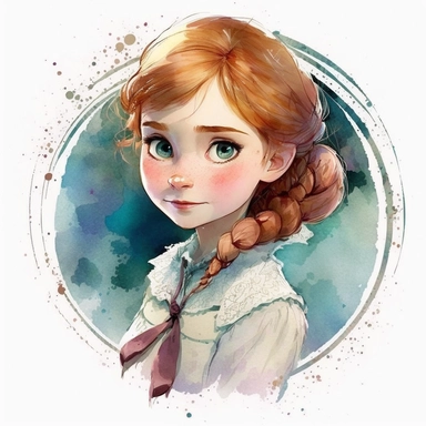 watercolor clipart of Anna from the movie Frozen