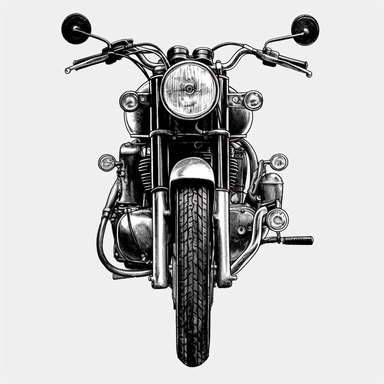Motorcycles car clip art, black and white, very simple, clip art, front of motorcycle