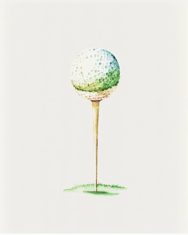 golf tee, watercolor clipart, minimalist, isolated white background, cute, 8k, spacing, full body,