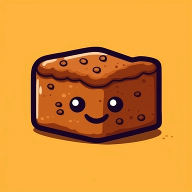 Create a charming clipart of a little nut-brown brownie with a simple, high-contrast background. The brownie should look cheerful and whimsical, with cute features that make it instantly endearing. Render the brownie in a classic cartoon style, utilizing bold outlines and bright colors to capture a fun, playful energy. Make sure to emphasize the brownie's nut-brown hue with expert shading and texture, highlighting its adorable, pint-sized figure for maximum visual impact.