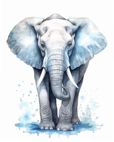 a realistic ELEPHANT clipart with watercolor illustration, full body shot ,8k, style of Bohemian, style of Anna Süßbauer and Jon Klassen,vector, Vector, white background,Solid Background, Sharpness and clarity, masterpiece, trending on Artstation and Dribbble.