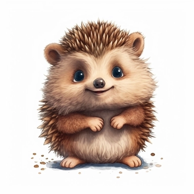 happy cute baby hedgehog, hand draw Illustration clipart, 4K, extremely detailed Sublimation Clipart,Cartoon,hyper realistic, intricate detail, illustration style,high solution,on the white background