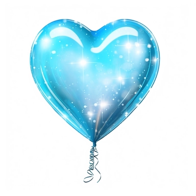one heart light blue shape ballon has sparkles inside handrawn same size lines clipart
