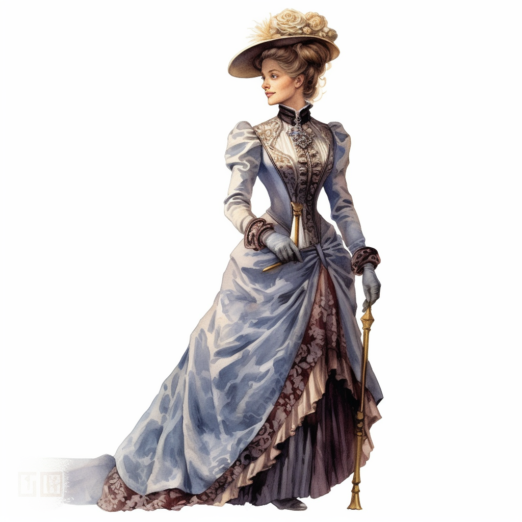 A Victorian lady in a victorian outfit. Her poised expression and ...